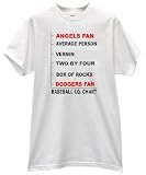 ANGELS SMART IQ CHART DODGERS NOT TO BRIGHT DUMB BASEBALL WHITE T SHIRT jersey