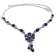 Valentines Gift Silver Lapiz Gemstone Necklace Silver 16 inches