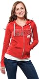 Wisconsin Badgers Women's Red Burnout Full Zip Hooded Sweatshirt