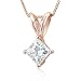 GIA Certified 14k Rose Gold Princess Cut Solitaire Diamond Pendant Necklace (E, SI2, 2.01 carat)