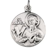 Sterling Silver St. Andrew Medal With 18 Inch Chain 18mm - JewelryWeb