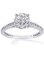>.66 Ct Round Solitaire Diamond Engagement Ring Pave-Set by 