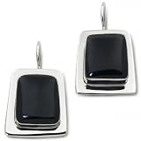 Bridge Jewelry Sterling Silver Onyx Drop Earrings - Silver