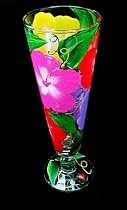 Hibiscus Design - Hand Painted - Pilsner - 10 oz.