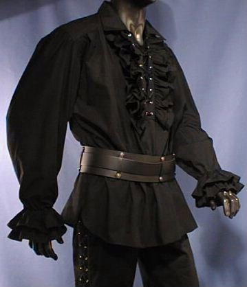 BAUMWOLL RÜSCHENHEMD PIRATENHEMD GR.S-XXL 1336 Schwarz