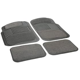 Rubber Queen 70514 Rubber Bordered Carpeted 4 Piece Floor Mats - Gray