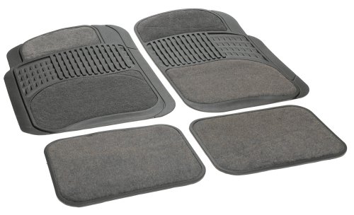 Rubber Queen 70514 Rubber Bordered Carpeted 4 Piece Floor Mats - Gray