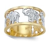 Animal Elephant Ring 14k White Yellow Gold Band