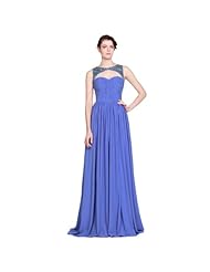 A-line Full Length Sleeveless Ruched Beaded Chiffon/Polyester Evening Dress/Prom Dress/Party Dress  with a Brush/Sweep Train 