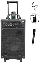 Hot Sale PYLE-PRO PWMA1090UI 800 Watt Wireless Rechargeable Portable PA System with iPhone/iPod Dock, FM/USB/SD, Handheld and Lavalier Mics