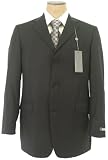 Kenneth Cole Mens Single Breasted 3 Button Black Pinstripe Wool Suit - Size 44L