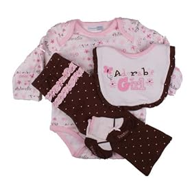 Vitamins Newborn Baby Girls 5pc Pink Adorable Girls Onesie Pant Set