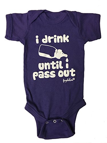 Fayebeline Unisex Baby “I Drink Until I Pass Out” Funny Baby Gift Onesie 6-12 Month Purple