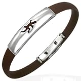New Brown Rubber Bracelet with Stainless Steel Lizard Design, Length 22cms.