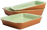 Reco International Rectangular Baking Set of 3, Terra Cotta/Green