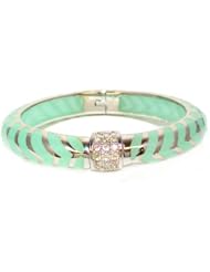 Angelique De Paris Mata Hari Silver Platinum Rhodium Finish Resin Bangle Bracelet in Seafoam