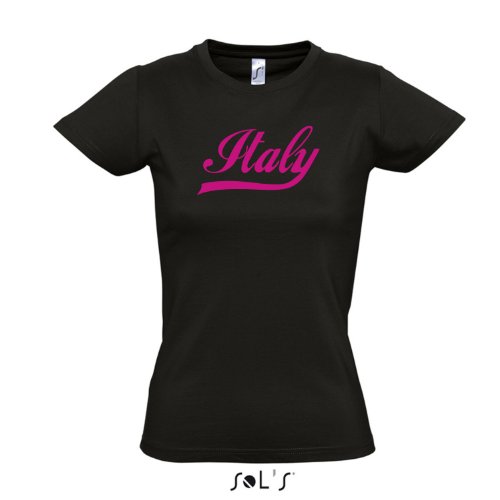 Damen T-Shirt – Italien Oldschool Italy LÄNDERSHIRT EM / WM FAN Trikot S-XXL , Deep black – pink , S