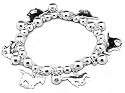 Silver Tone Running Horse Charm Beaded Stretch Bracelet