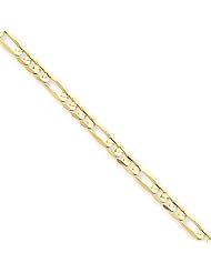 3mm, 14 Karat Yellow Gold, Open Concave Figaro Chain - 8 inch