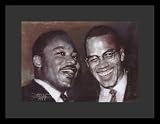 Martin Luther King Jr & Malcolm X (Laughing) Art Gold Wood-Mounted Poster Print - 11 X 17