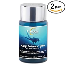 PureGels Aqua Botanica DHA, Plant Source Omega-3 (Marine Algae), 200 mg, 30 Soft Gels... by PureGels