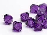 Glasperlen zum Auffaedeln von Swarovski Doppelkegel 4mm (Purple Velvet), 96 Stueck
