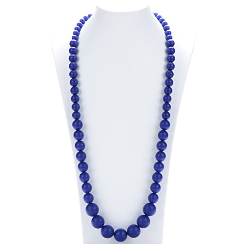 Consider It Maid Silicone Teething Necklace for Mom to Wear - FREE E-BOOK - BPA FREE and FDA Approved - Limited (Navy)