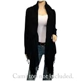 Plus Size Scarf Tassle Long Sleeve Cardigan
