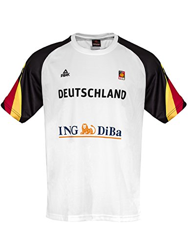 PEAK Sport Europe Herren Basketball Shooting Shirt Deutschland, Weiß, M, G-DBB145