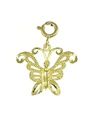 Dazzlers Solid 14k Gold Butterfly Charm Pendant Available in three colors from jewelsberry (weights: 1.1 grams only)