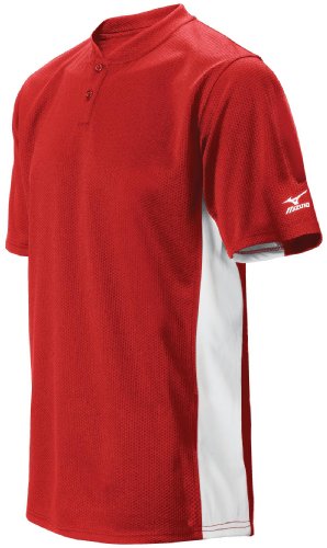 Mizuno Men's 2 Button Color Block Short Sleeve Baseball Jersey