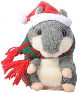 Cute Mimicry Hamster Copy Voice Pet Talking Toy with Christmas Dress - Gray