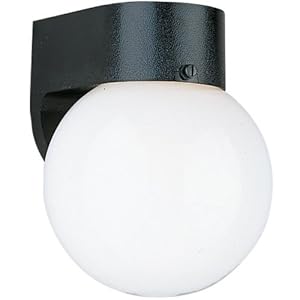 Sea Gull Lighting 8955PBLE-12 Single-Light Outdoor Wall Lantern with White Acrylic Diffuser, Black by Sea Gull Lighting