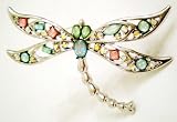 Beautiful Dragonfly Pin Brooch with Multi Colored Jewels, High Fashion Jewelry Dragon Fly Accessory, Great Gift Idea
