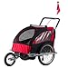 Read Aosom 2in1 Double Baby Bicycle Bike Trailer and Stroller - Red Details Aosom 2in1 Double Baby Bicycle Bike Trailer and Stroller - Red