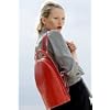 Red high gloss patent leather luxury rucksack backpack handbag designed by Steven Harkin