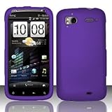 PURPLE Hard Rubber Feel Plastic Cover Case for HTC Sensation 4G + Screen Pr ....