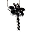 Pendant Chain Silver Jewelry for Women with Black Onyx Gemstone 2 inches -Cool Summer Jewelry (pndts006pndt)