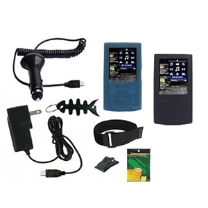 iShoppingdeals - CAR CHARGER + HOME TRAVEL CHARGER + BLACK/BLUE SOFT SKIN + SCREEN PROTECTOR + ARMBAND + BELTCLIP + FISHBONE KEYCHAIN FOR SONY NWZ E344 E345 WALKMAN iShoppingdeals - CAR CHARGER + HOME TRAVEL CHARGER + BLACK/BLUE SOFT SKIN + SCREEN PROTECTOR + ARMBAND + BELTCLIP + FISHBONE KEYCHAIN FOR SONY NWZ E344 E345 WALKMAN