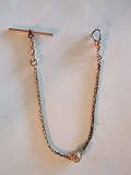 #728 Antique Ladies Short Gold Filled Fancy Slide Watch Chain w/ T-Bar