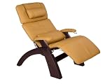 Human Touch Perfect Chair, Electric Base, with Folding Footrest ln Dark Walnut with a Mocha Leather Cover