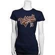 Detroit Tigers Navy Blue Ladies Tunic Length Crew T-shirt