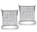 Diamond Earring Studs Sterling Silver Kite Shaped (.05 Carat)