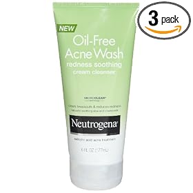 Neutrogena Oil Free Acne Wash Redness Soothing Cream Cleanser, 4.2-Ounces  (Pack of 3)