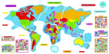 New Trend Enterprises Inc Continents Countries Bulletin Board Set 27 Pcs Geography History Cultures