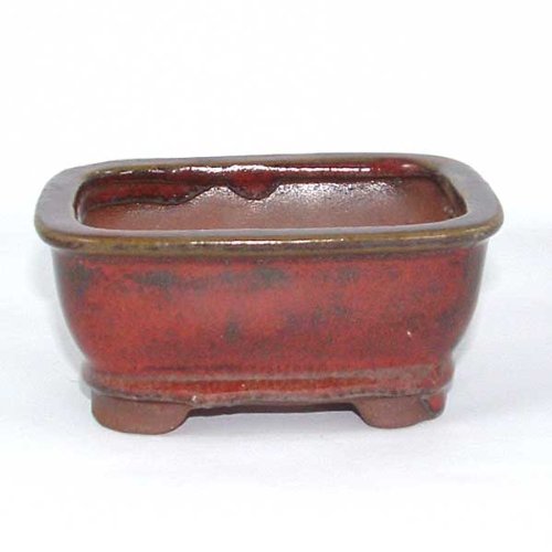 10.5cm Bonsai or Accent Pot - Red Rectangle  