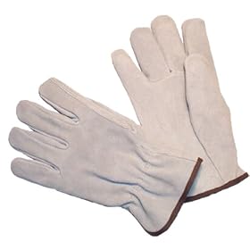 G & F 6050L-3 Premium Split Cowhide Leather Gloves, Straight Thumb, Large, 3-Pair