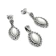 Marquise Shape Marcasite / Mother Of Pearl Set