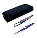 SET OF 2 Stainless Steel Multi Titanium Rainbow Color 3D Eyelash Extension Tweezers Semi Angled + X type Self Retracting Fine Point (A2Z)