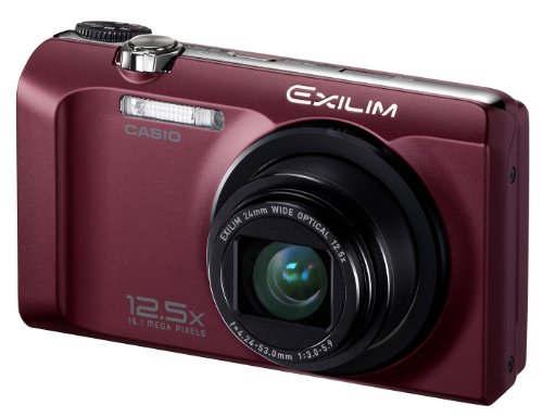 Casio Exilim EX-H30 Digitalkamera (16 Megapixel, 12,5-fach opt. Zoom, 7,6 cm (3 Zoll) Display, Akku für bis zu 1.000 Fotos, bildstabilisiert) bordeaux